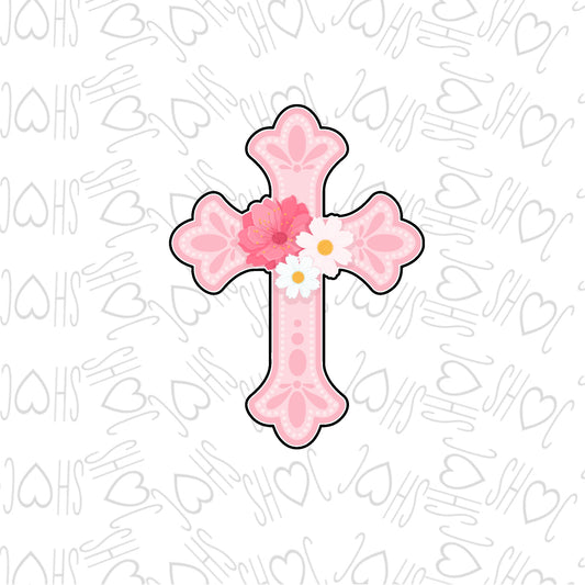 DONE TO ORDER: Floral Cross 1 Cookie Cutter - SHCreations