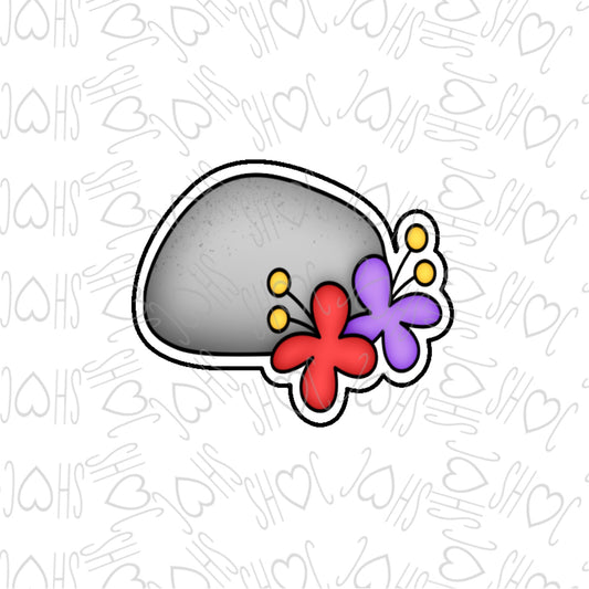DONE TO ORDER: Rock with Flowers Cookie Cutter - SHCreations