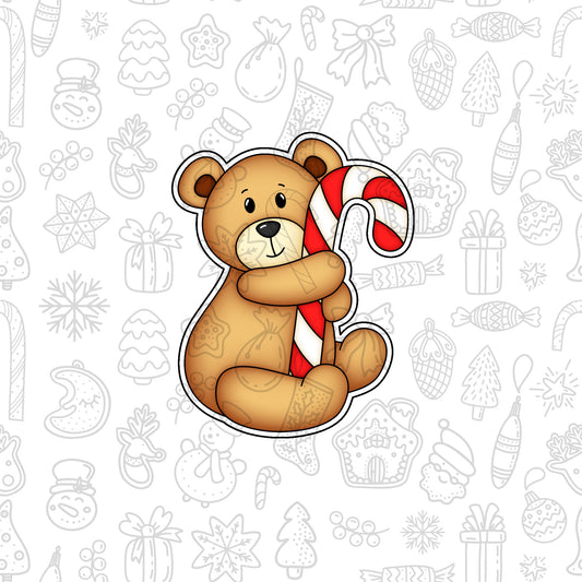 DONE TO ORDER: Teddy w/Candy Cane Cookie Cutter - SHCreations