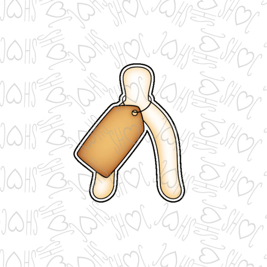 DONE TO ORDER: Wishbone with Tag Cookie Cutter - SHCreations