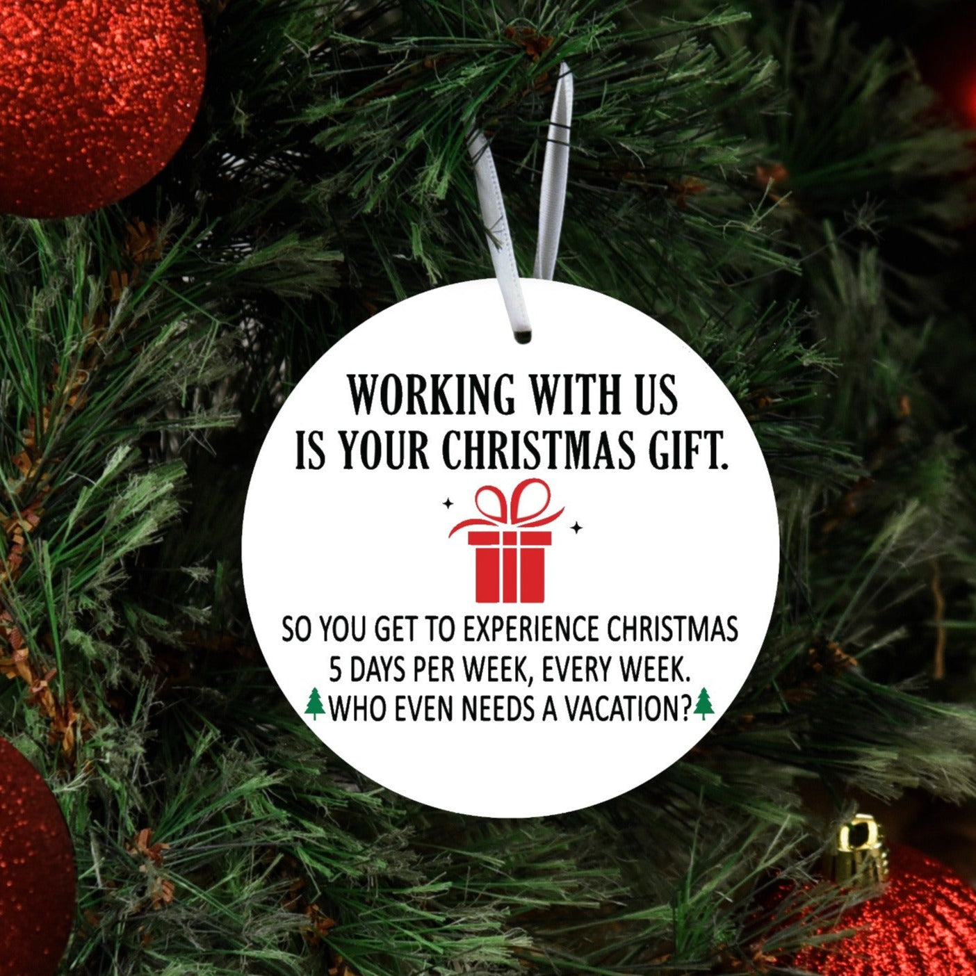 DONE TO ORDER: "Working with us" Ceramic Ornament